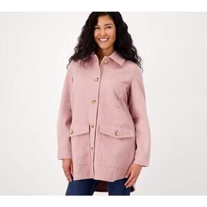 Encore by Idina Menzel Brushed Doubleface Shirt Jacket Size X-Large Dusty Pink